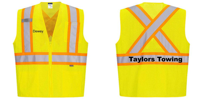 Custom X-Back YELLOW Mesh Contrast Tape Vest