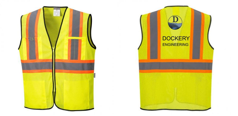 Custom Yellow Mesh Class 2 Reflective Safety Vest with Pockets
