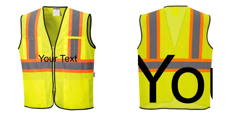 Custom Yellow Mesh Class 2 Reflective Safety Vest with Pockets