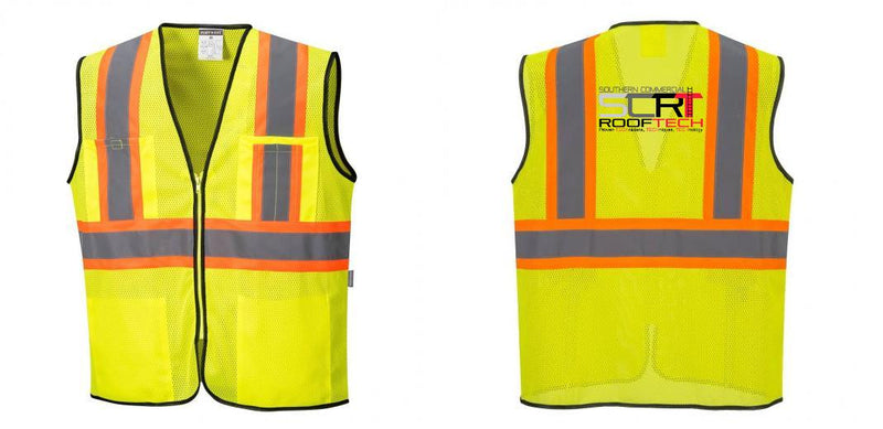 Custom Yellow Mesh Class 2 Reflective Safety Vest with Pockets