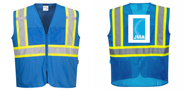 Custom Royal Blue Safety Vest Reflective High Visibility with Pockets