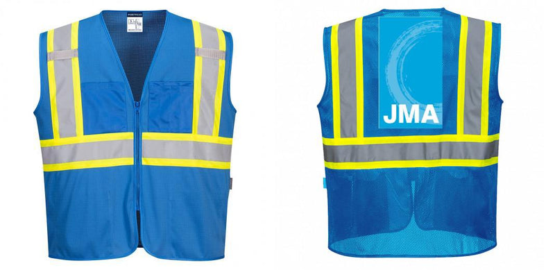 Custom Royal Blue Safety Vest Reflective High Visibility with Pockets