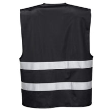 Load image into Gallery viewer, back of black reflective vest - safety vest warehouse
