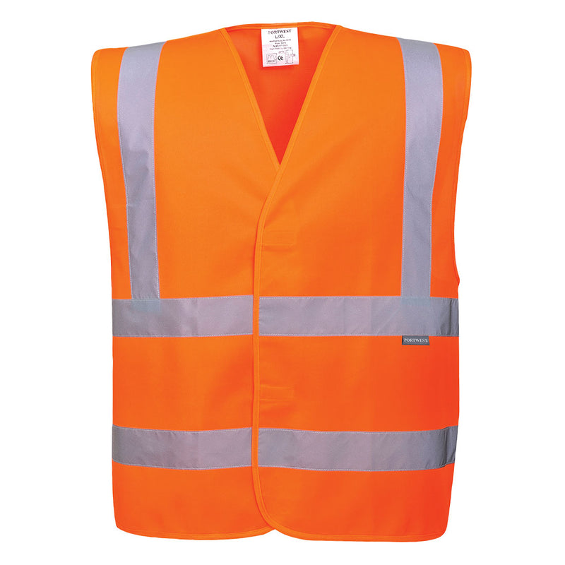 Hi-Vis ORANGE Class 2 Safety Vest with Double Reflective Tape