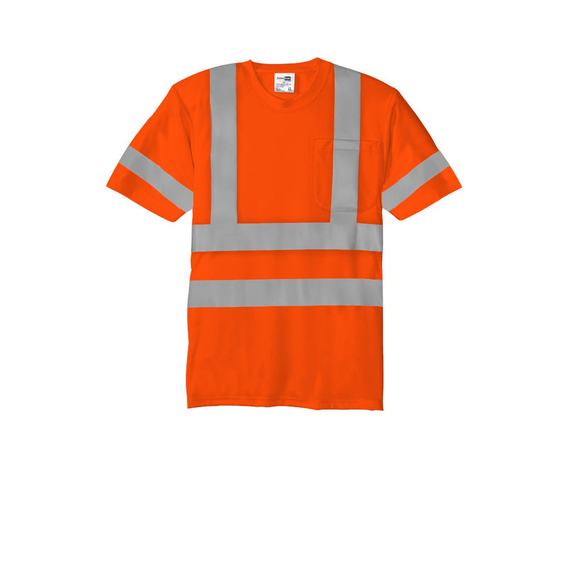 Custom Class 3 Orange Short Sleeve Double Reflective Tape Snag-Resistant T-Shirt