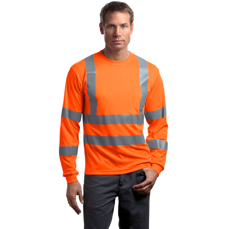 Custom Class 3 Long Sleeve Reflective ANSI 107 Snag-Resistant T-Shirt