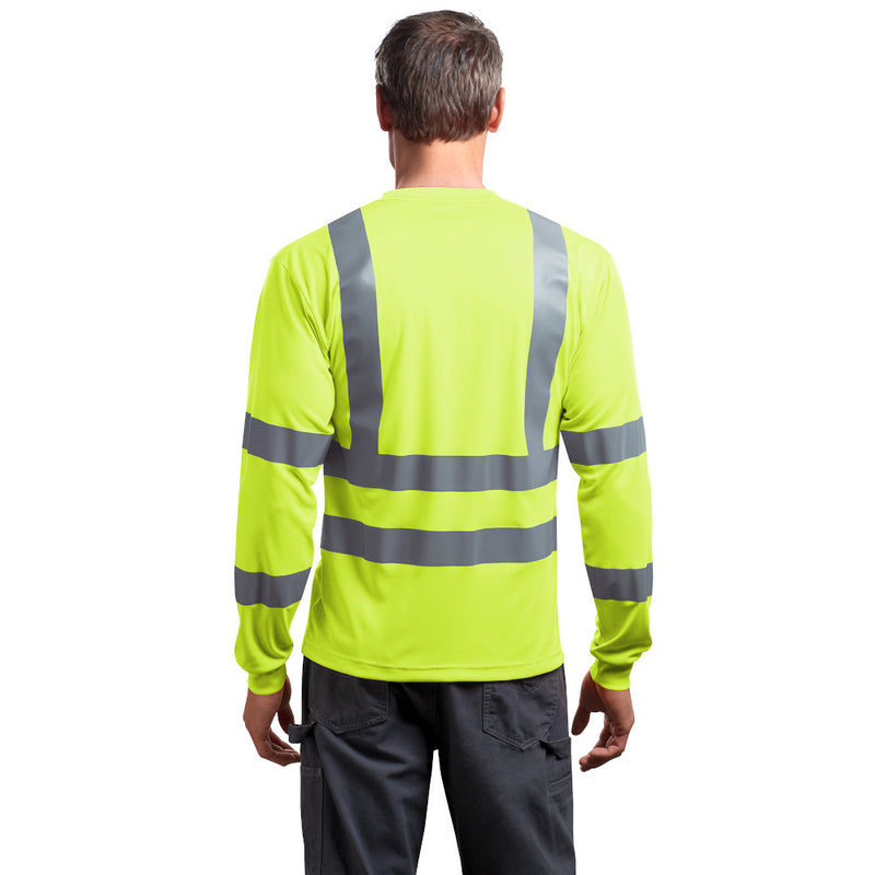 Class 3 Long Sleeve Double Reflective Tape ANSI 107 Snag-Resistant T-Shirt