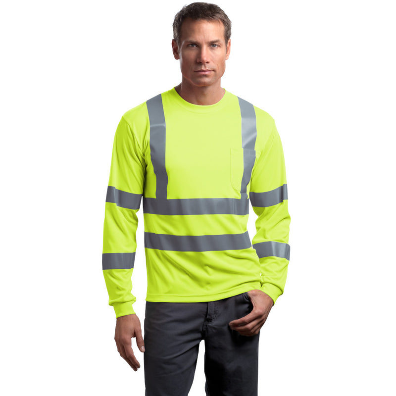 Class 3 Long Sleeve Double Reflective Tape ANSI 107 Snag-Resistant T-Shirt
