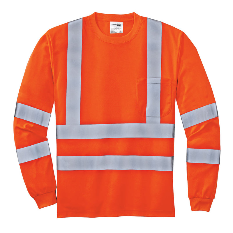 Class 3 Long Sleeve Double Reflective Tape ANSI 107 Snag-Resistant T-Shirt