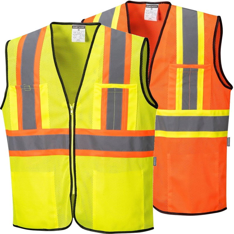 Mesh Class 2 Safety Vest with Pockets Hi Vis Reflective