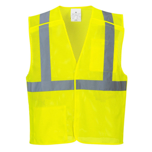 Yellow Breakaway Class 2 Safety Vest Hi-Vis Reflective Breathable Mesh - Safety Vest Warehouse