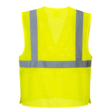 Load image into Gallery viewer, Back of Yellow Breakaway Class 2 Safety Vest Hi-Vis Reflective Breathable Mesh - Safety Vest Warehouse
