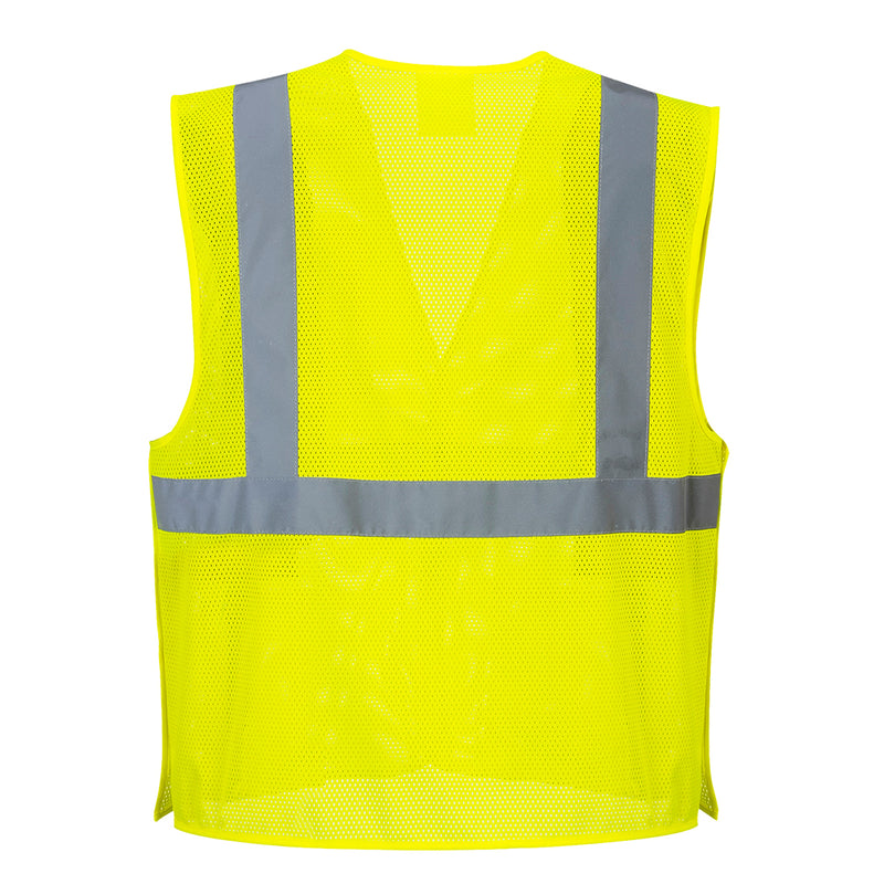 Back of Yellow Breakaway Class 2 Safety Vest Hi-Vis Reflective Breathable Mesh - Safety Vest Warehouse