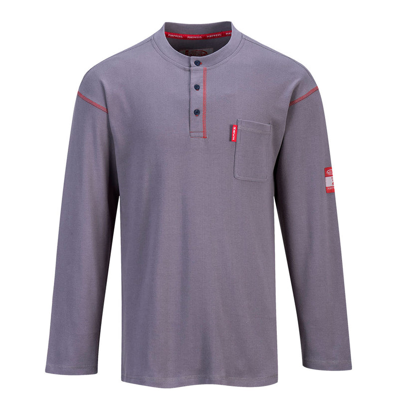 Flame Resistant Long Sleeve Gray Henley