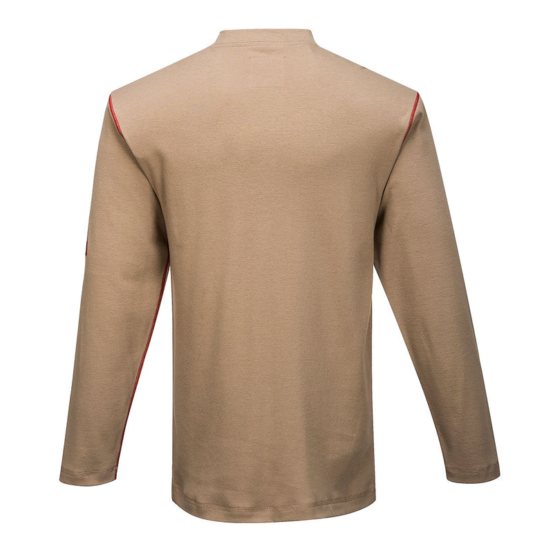 Flame Resistant Long Sleeve Khaki Henley