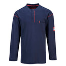 Flame Resistant Long Sleeve Navy Blue Henley