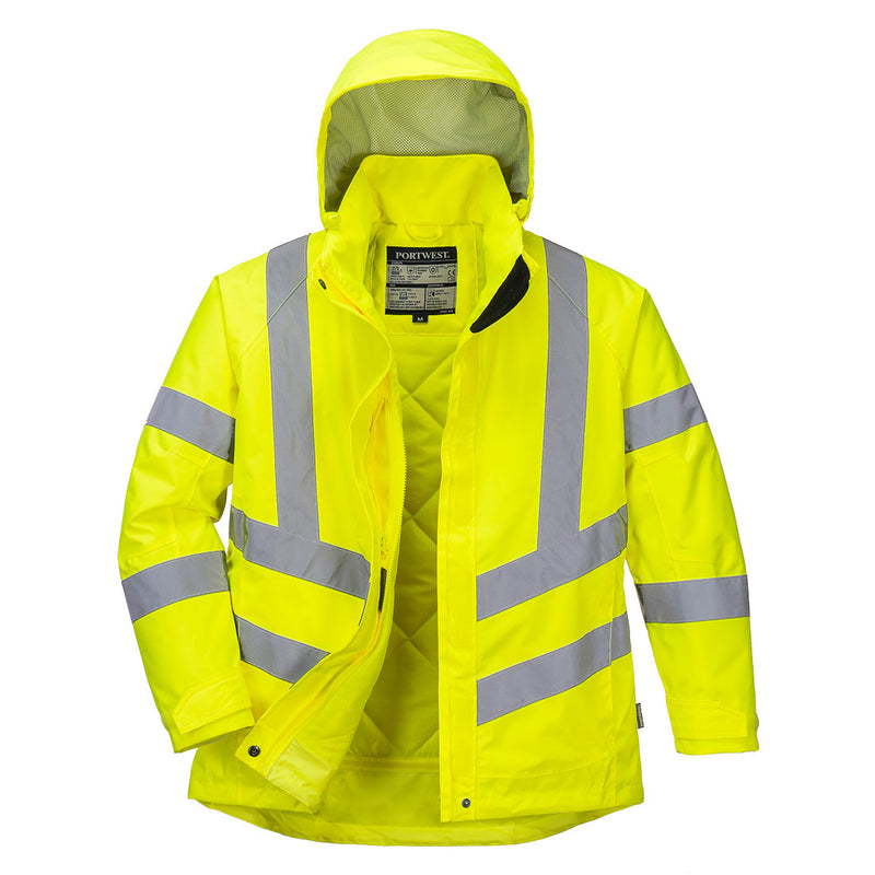 Custom Ladies Hi-Vis Yellow Winter Jacket With 2" Reflective Tape