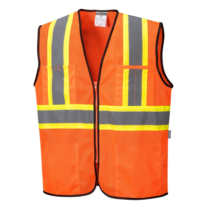 Orange Class 2 Mesh Safety Vest with Pockets