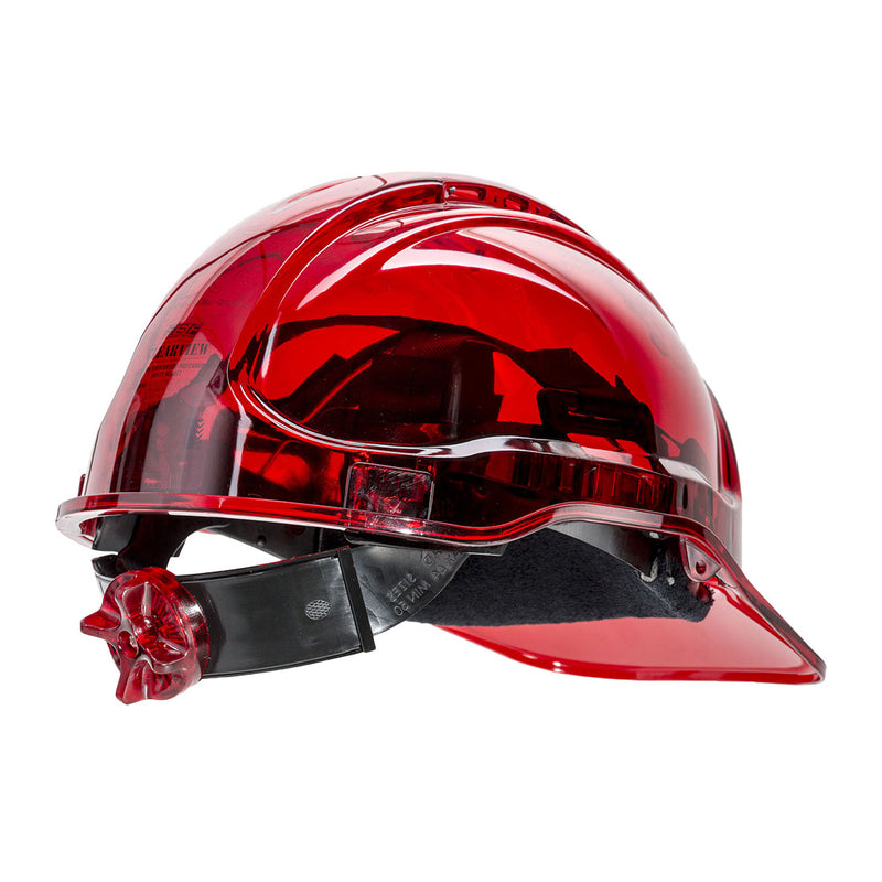 RED Translucent Ratchet Hard Hat