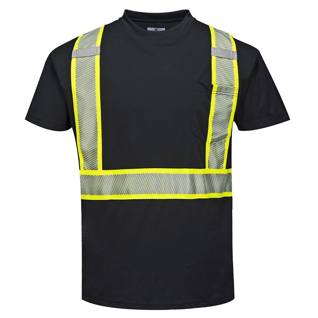 Enhanced Safety Black Short Sleeved Work T-Shirt - Safety Vest Warehouse