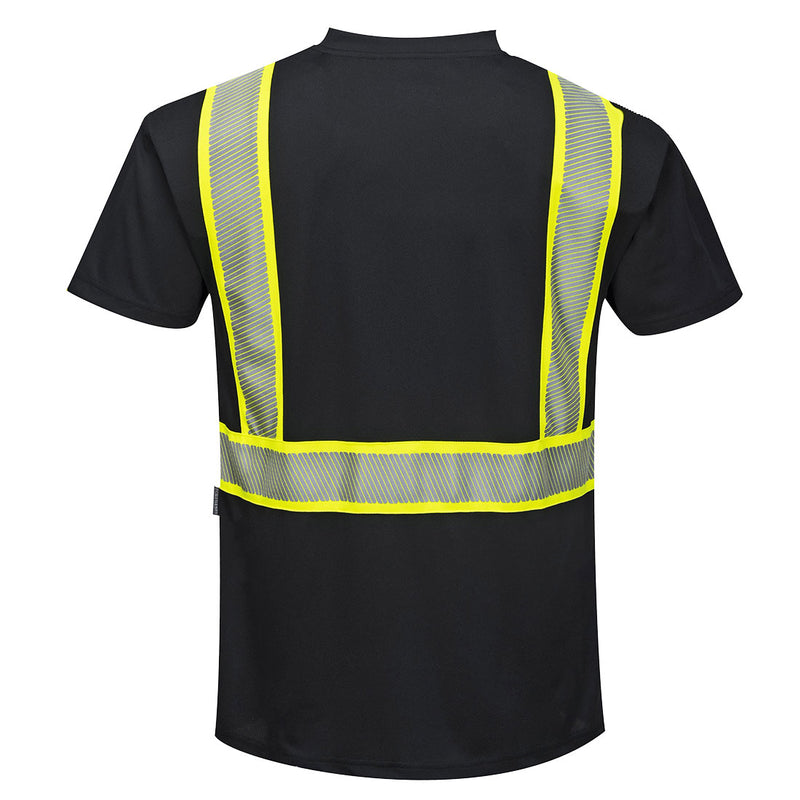 Enhanced Safety Black Short Sleeved Work T-Shirt - Safety Vest Warehouse