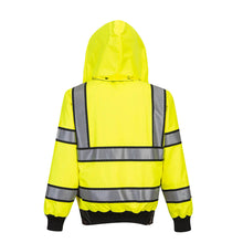 Load image into Gallery viewer, Custom Hi Vis Reversible Bomber Jacket with Reflective Segmented Tape
