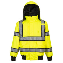 Load image into Gallery viewer, Hi Vis Reversible Bomber Jacket with Reflective Segmented Tape

