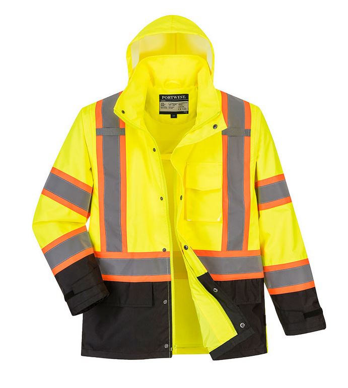 Custom Hi-Vis Rain Jacket with Reflective Tape