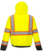 Load image into Gallery viewer, Hi-Vis 2-in-1 Winter Bomber Jacket in Yellow/Black with 2&quot; Reflective Tape
