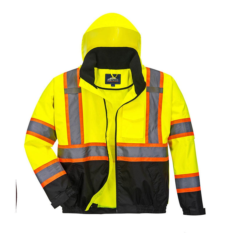 Custom High Visibility Class 3 Yellow/Black Winter Bomber Jacket