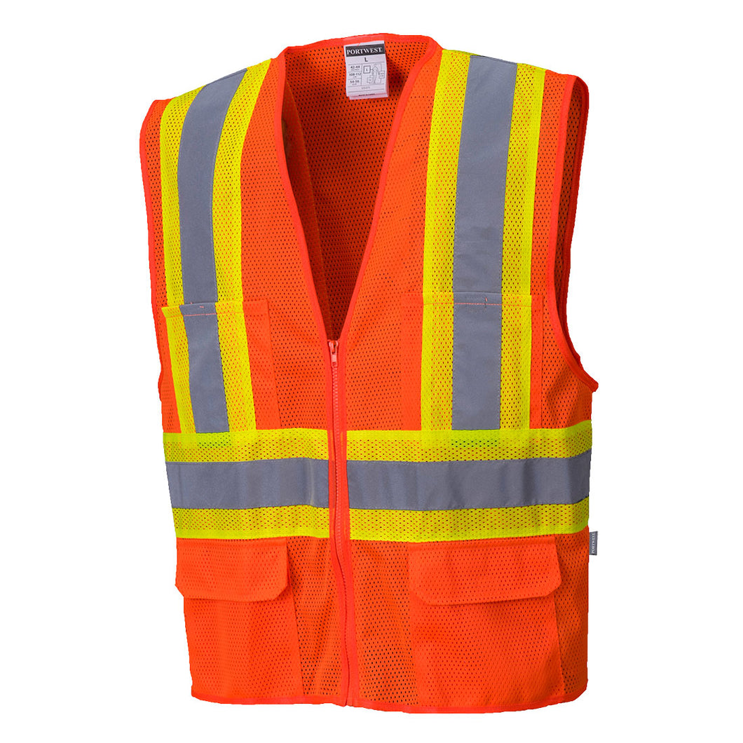 Contrast High Visibility Full Mesh Orange Safety Vest