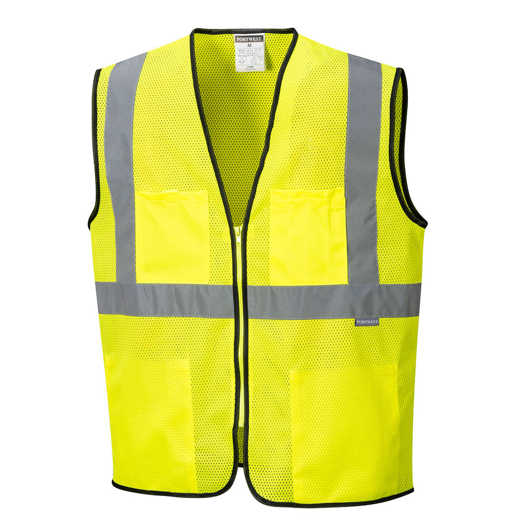 Custom Lightweight High Visibility Yellow Tampa Mesh Vest