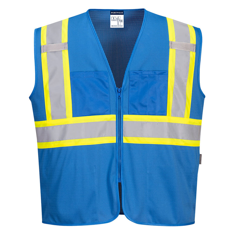 Royal Blue Safety Vest Reflective High Visibility Mesh with Pockets