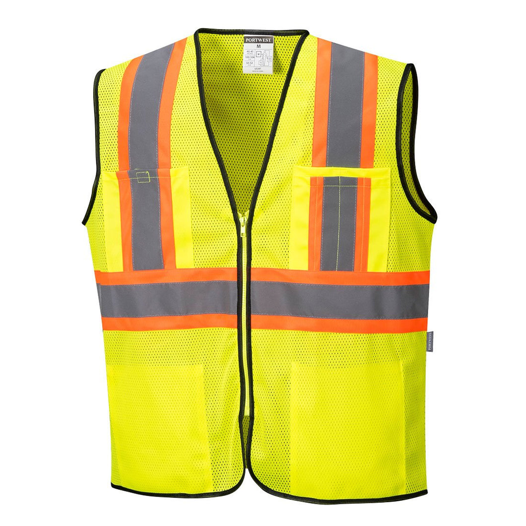 Yellow Class 2 Mesh Safety Vest with Pockets