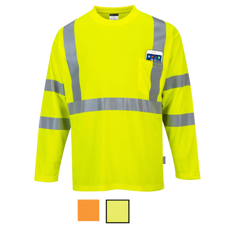 Custom Class 3 Long Sleeve Safety Shirt Hi-Vis Moisture Wicking