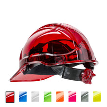 Load image into Gallery viewer, Rachet Hard Hat Vented Peak View Multiple Colors
